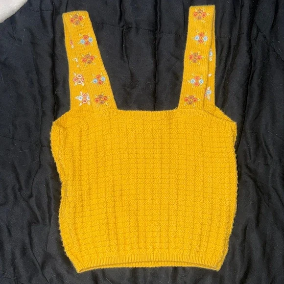 ZARA Golden Tone Embroidered Corset-Style Top – Women’s Size Small - Picture 4 of 4